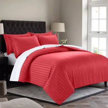 Stripe Burgundy Duvet Cover Set With Pillowcases