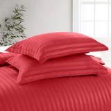 Stripe Burgundy Duvet Cover Set With Pillowcases