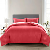 Stripe Burgundy Duvet Cover Set With Pillowcases