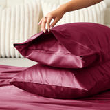 Satin Silk Pillowcases Pair Burgundy