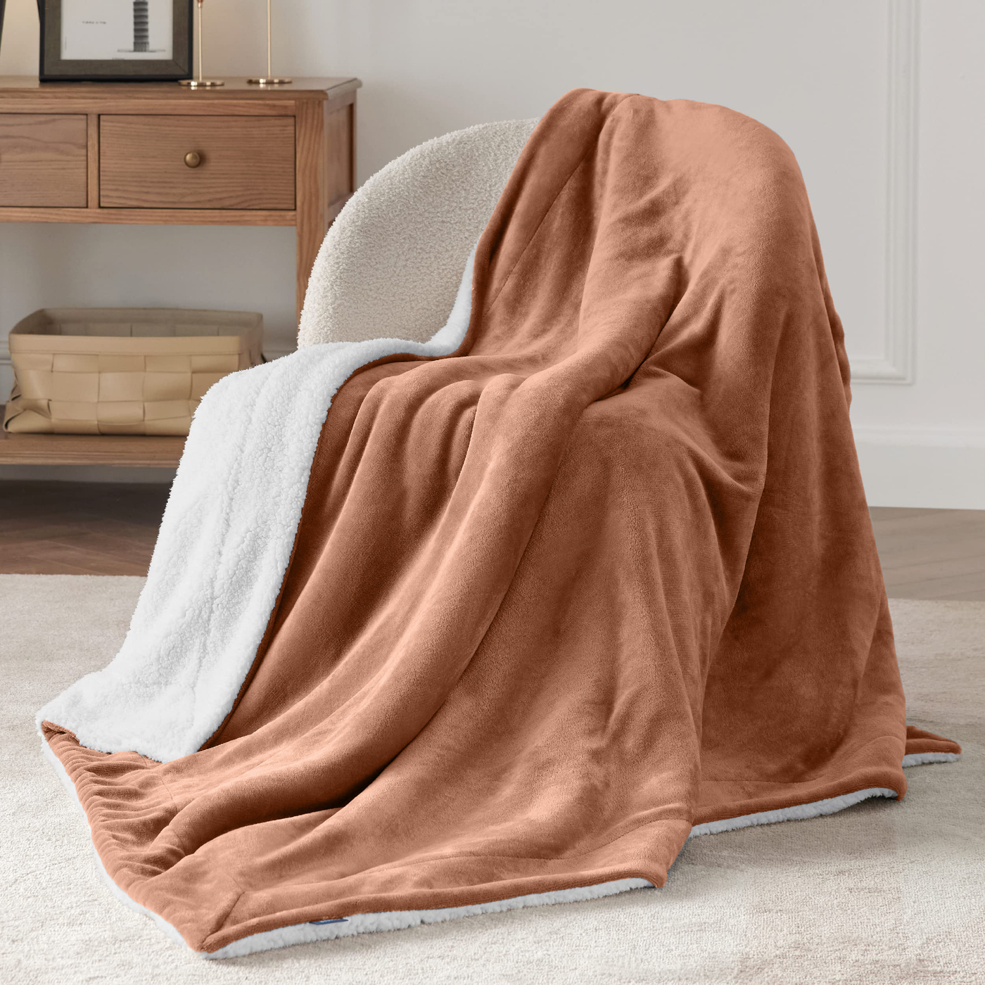 Camel Sherpa Throw Blanket - Main Image