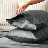 Satin Silk Pillowcases Pair Charcoal