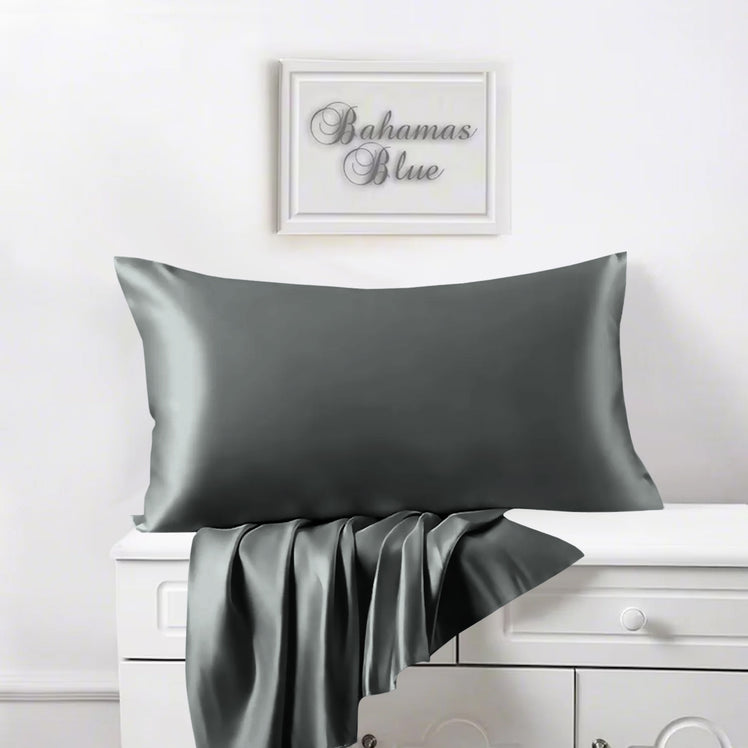 Satin Silk Pillowcases Pair Charcoal