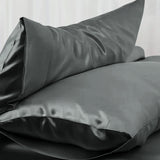 Satin Silk Pillowcases Pair Charcoal