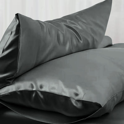 Satin Silk Pillowcases Pair Charcoal