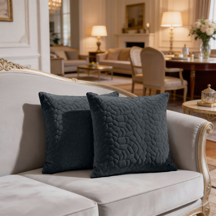 Velvet Embossed Pattern Cushion Covers Pebbles
