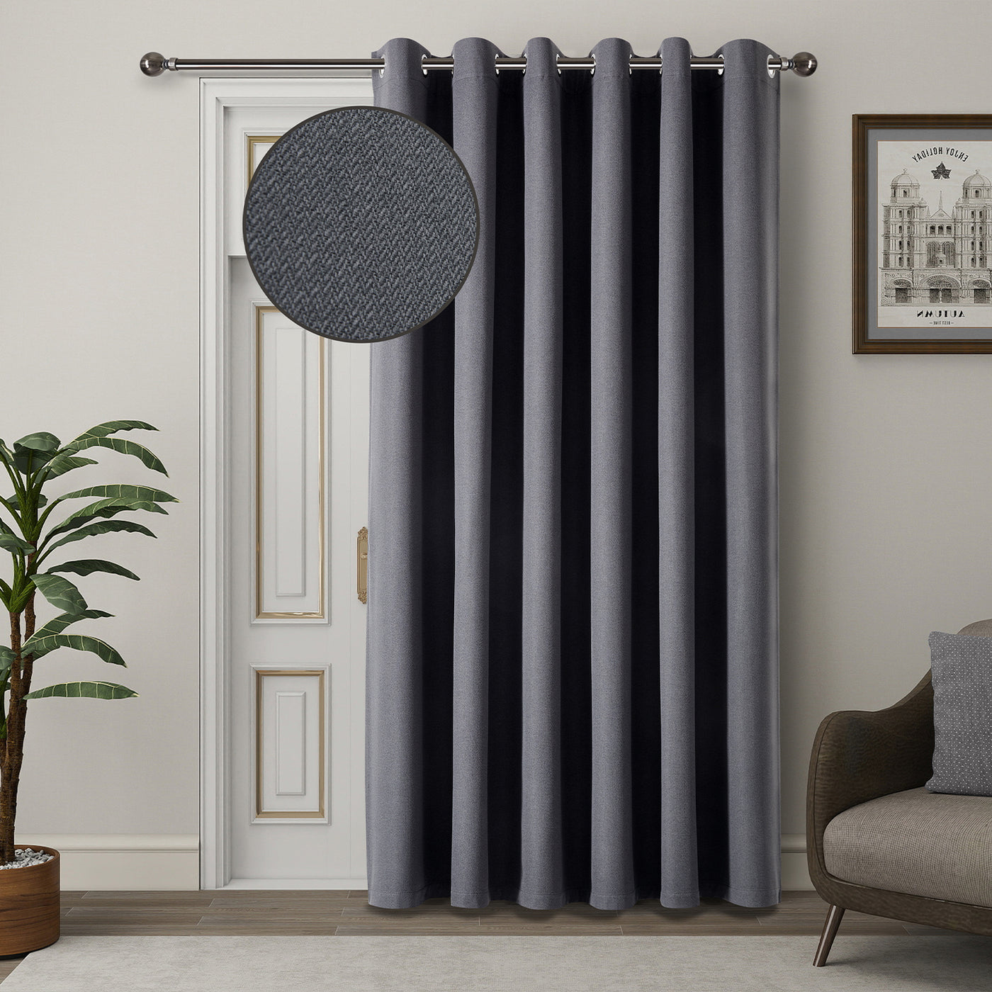 Blackout Linen Curtains, Eyelet Design - Thick & Heavy