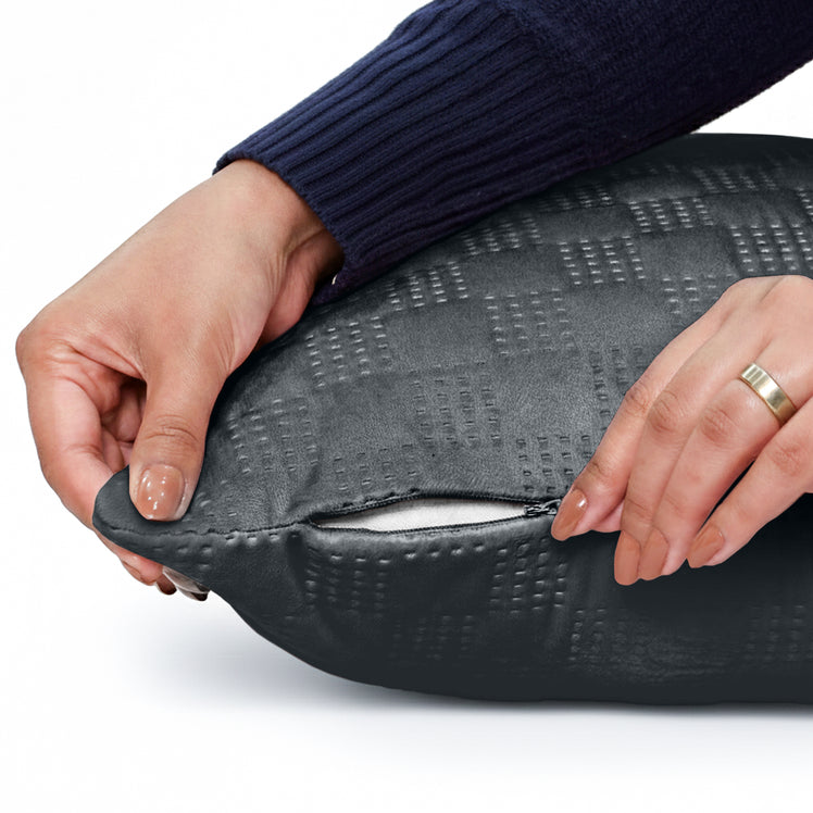 Velvet Embossed Pattern Cushion Covers Check