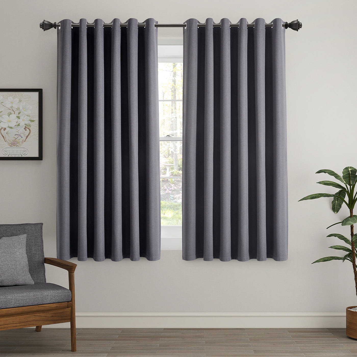 Blackout Linen Curtains, Eyelet Design - Thick & Heavy