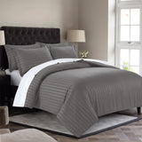 Stripe Charcoal Duvet Cover Set With Pillowcases