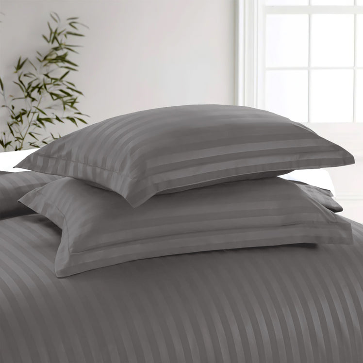 Stripe Charcoal Duvet Cover Set With Pillowcases