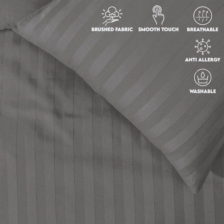 Stripe Duvet Covers Bedding Set with Pillowcases & Fitted Sheet