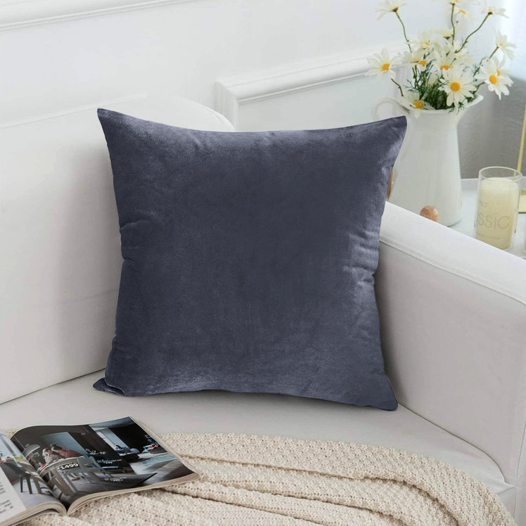 Crushed Velvet Charcoal Cushion Cover & Filled Cushion