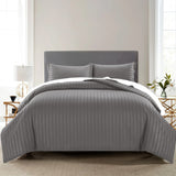 Stripe Charcoal Duvet Cover Set With Pillowcases
