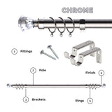 Extendable Sapphire Diamond Curtain Pole Set