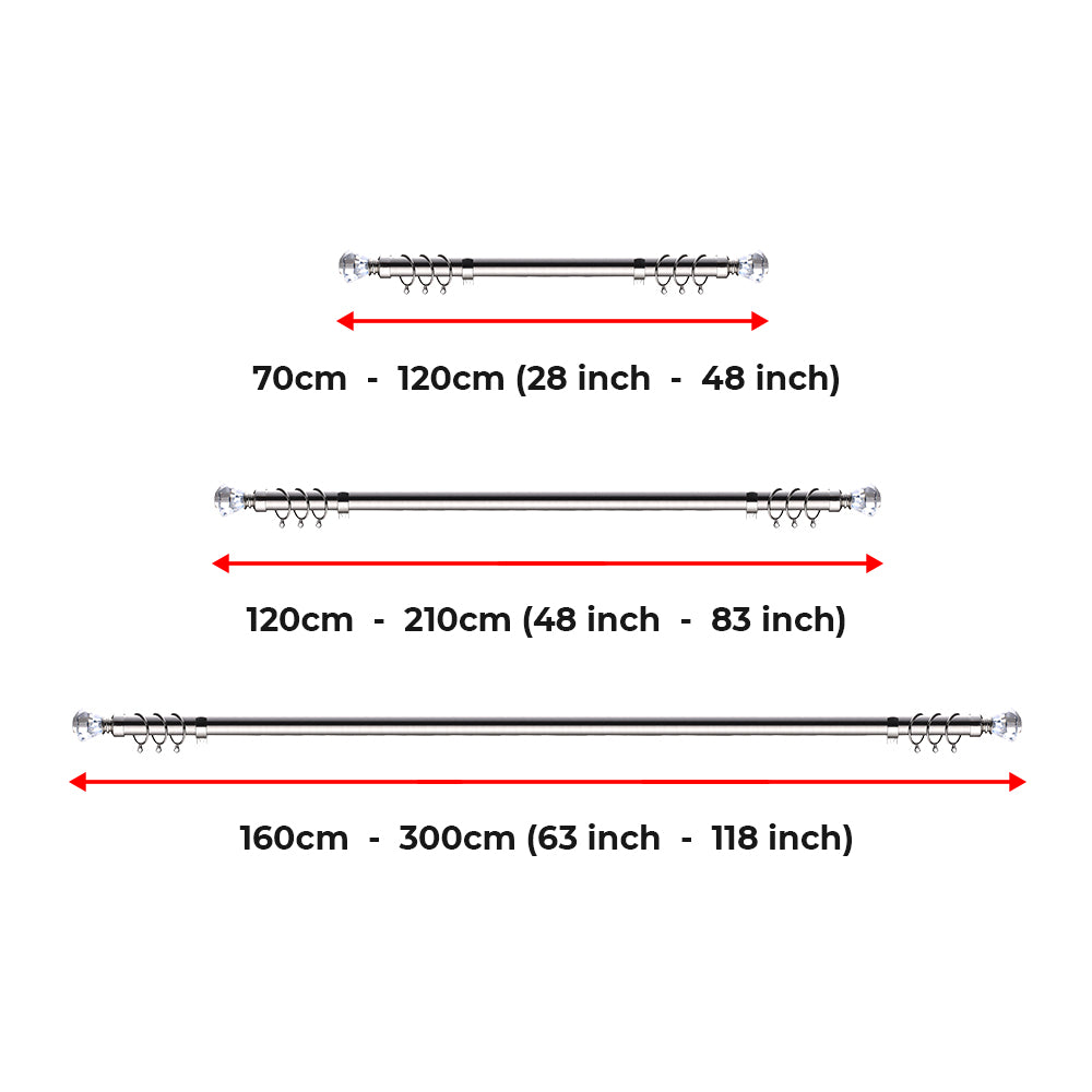Extendable Sapphire Diamond Curtain Pole Set