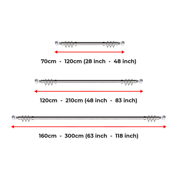 Extendable Sapphire Diamond Curtain Pole Set