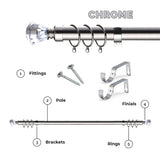Extendable Sapphire Diamond Curtain Pole Set