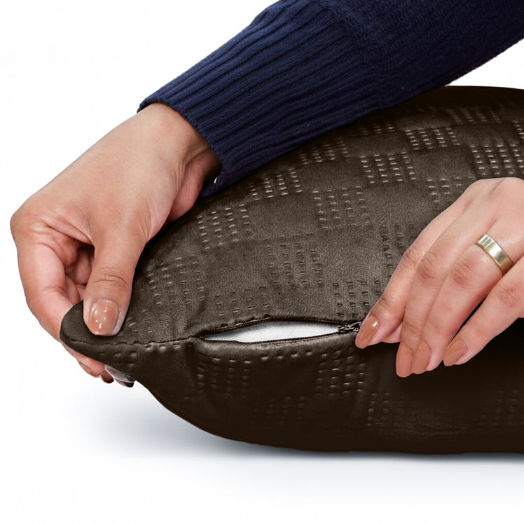 Velvet Embossed Pattern Cushion Covers Check