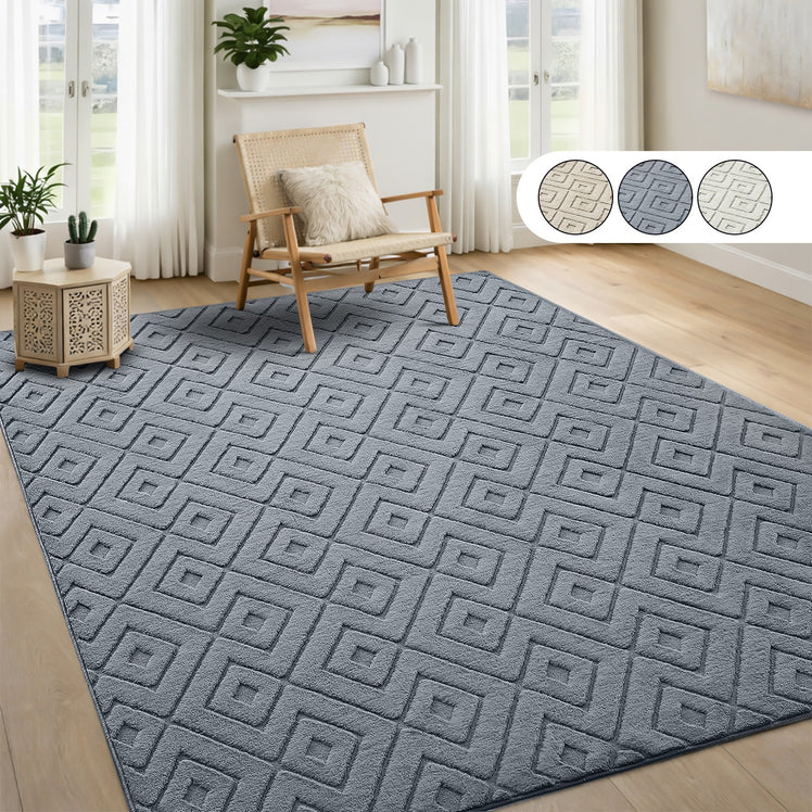 Modern Geometric Tufted Non-Slip High-Low Pattern Rugs