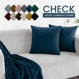 Velvet Embossed Pattern Cushion Covers Check