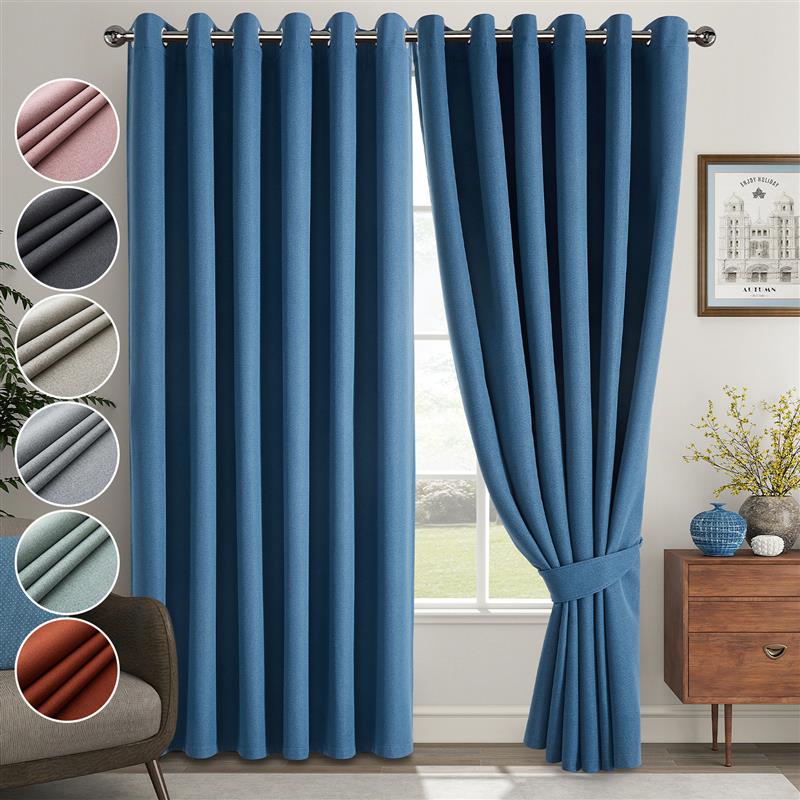 Blackout Linen Curtains, Eyelet Design - Thick & Heavy