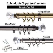 Extendable Sapphire Diamond Curtain Pole Set