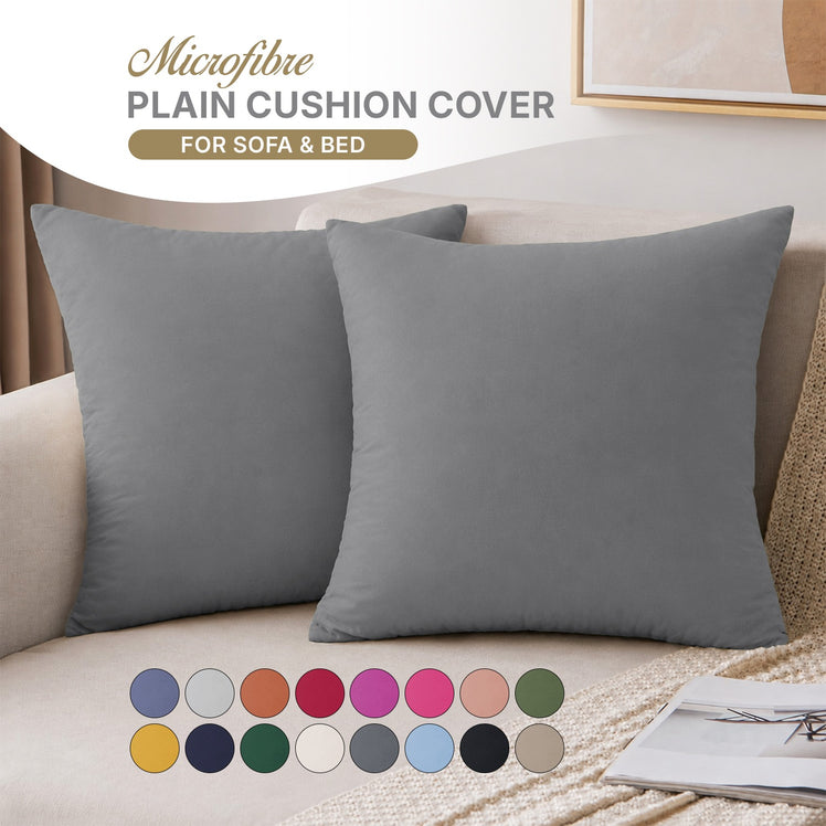 Microfibre Plain Cushion Covers for Sofa & Bed