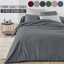 Stripe Duvet Covers Bedding Set with Pillowcases & Fitted Sheet