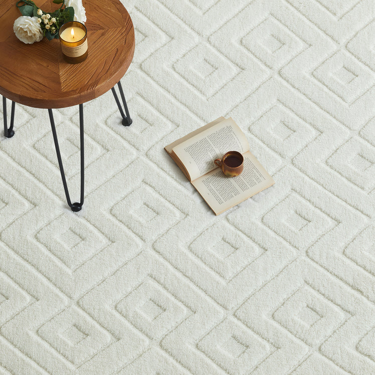 Modern Geometric Tufted Non-Slip High-Low Pattern Rugs