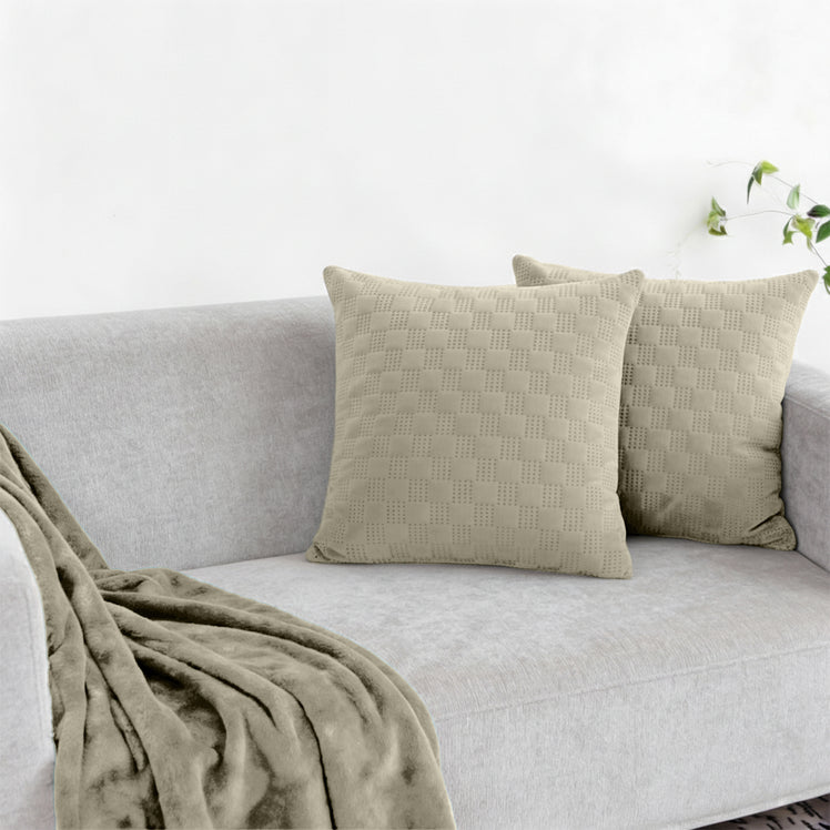 Velvet Embossed Pattern Cushion Covers Check