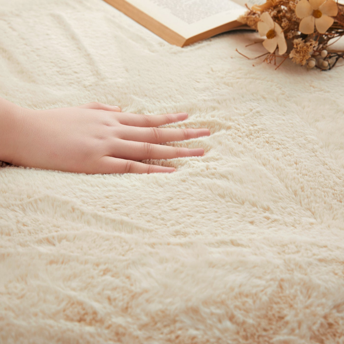 Beige Rabbit Fur Rug