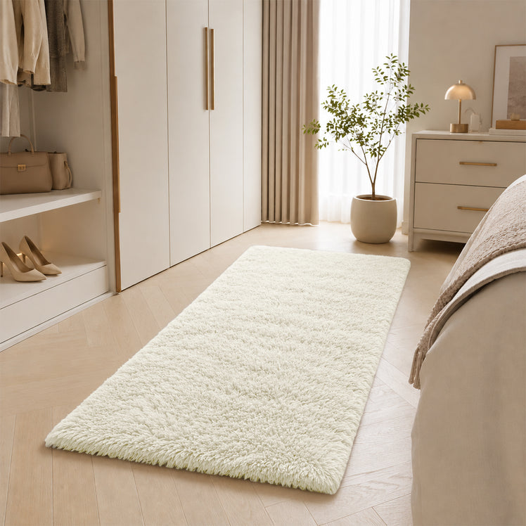 Cream Shaggy Rug Faux Fur Soft & Plush