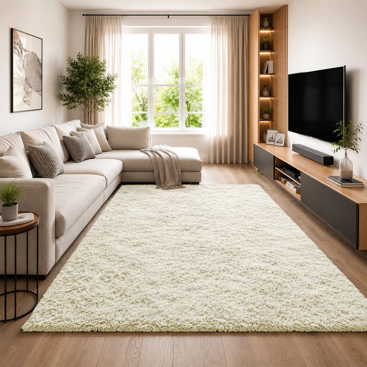Cream Shaggy Rug Faux Fur Soft & Plush