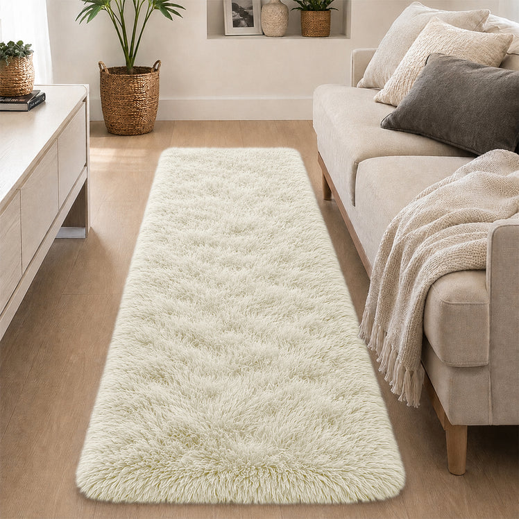 Cream Shaggy Rug Faux Fur Soft & Plush