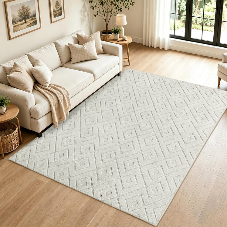 Modern Geometric Tufted Non-Slip High-Low Pattern Rugs