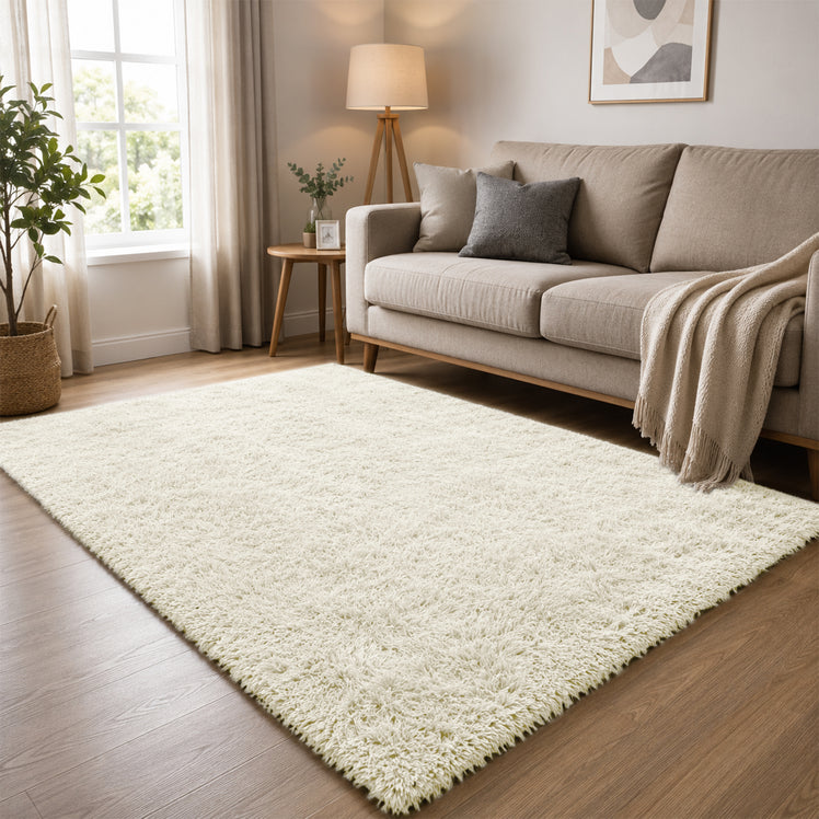 Cream Shaggy Rug Faux Fur Soft & Plush