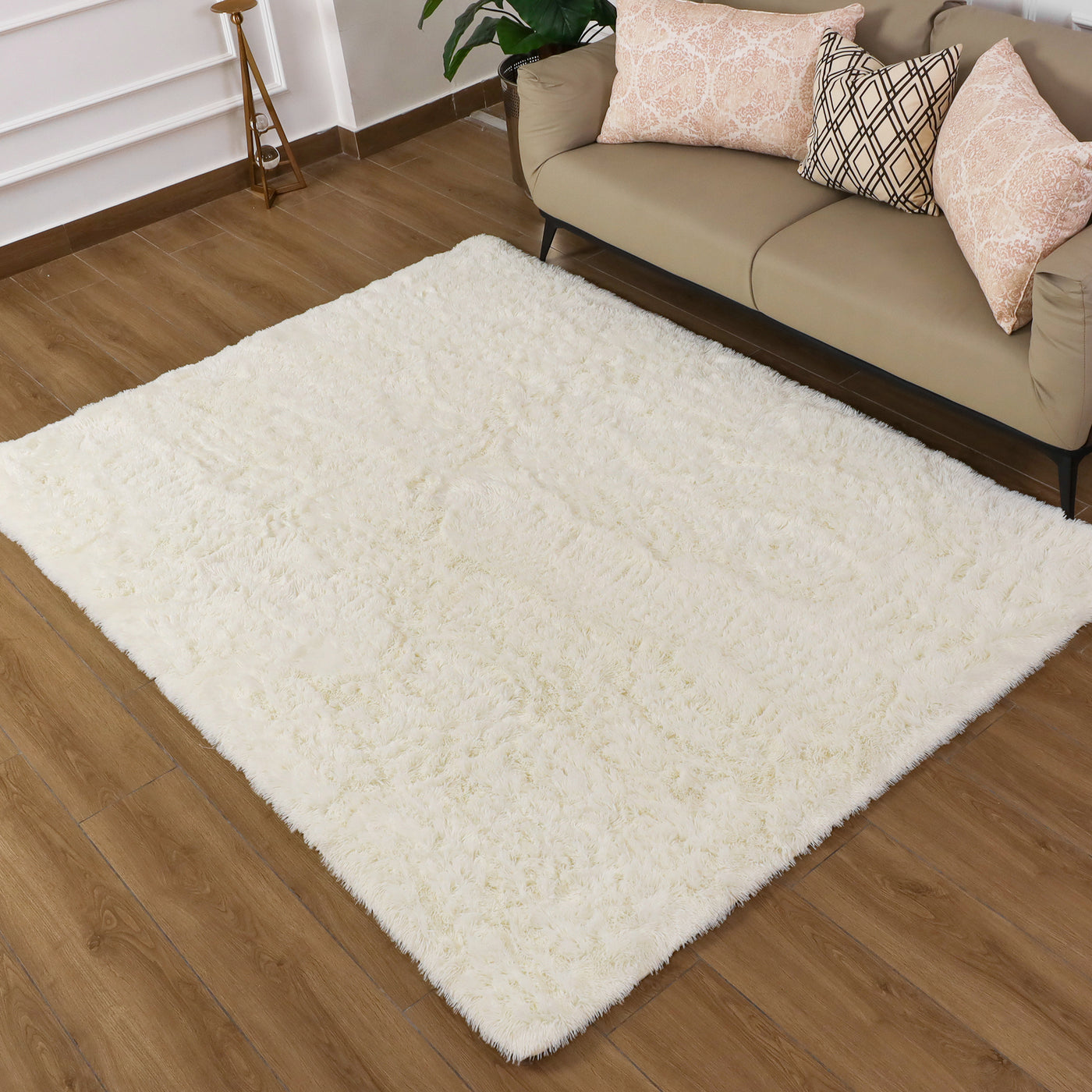 Faux Fur Anti Slip Soft Plush Shaggy Rug Cream