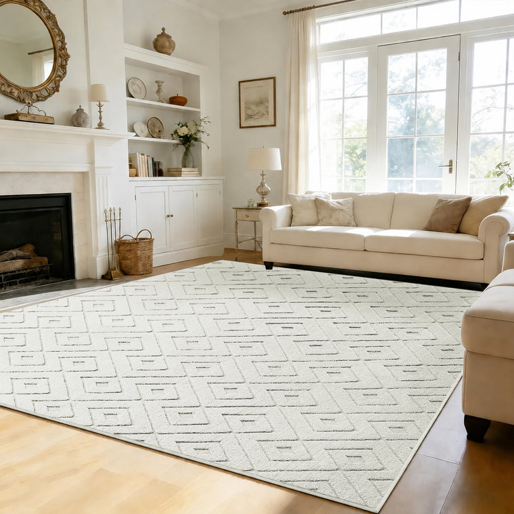 Modern Geometric Tufted Non-Slip High-Low Pattern Rugs