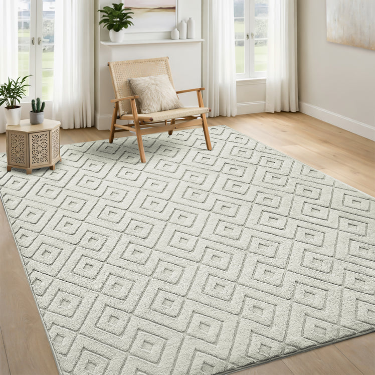Modern Geometric Tufted Non-Slip High-Low Pattern Rugs