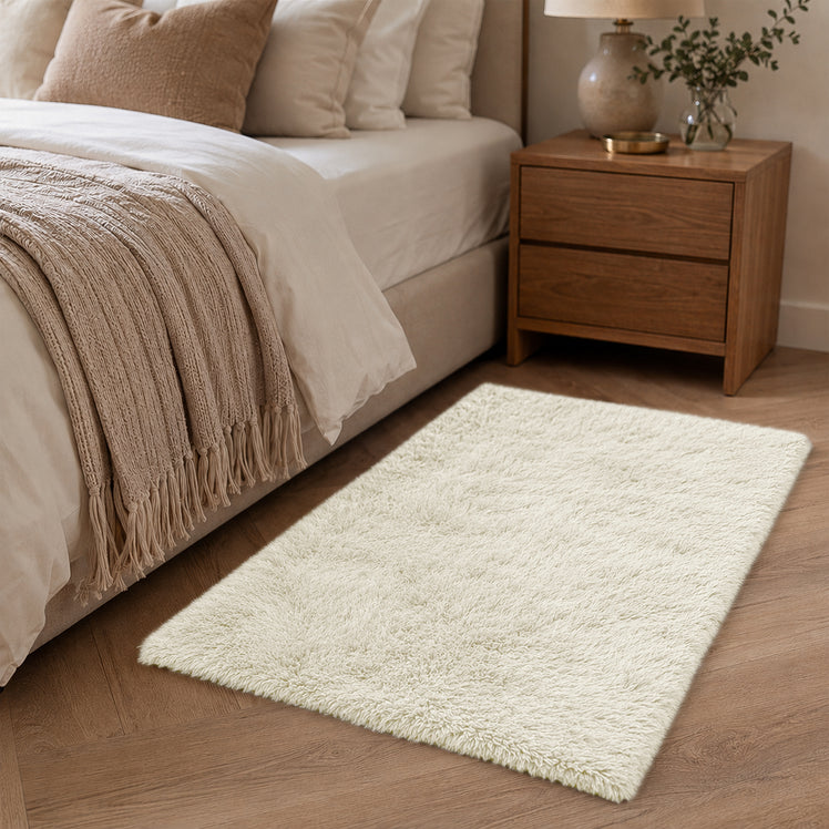 Cream Shaggy Rug Faux Fur Soft & Plush