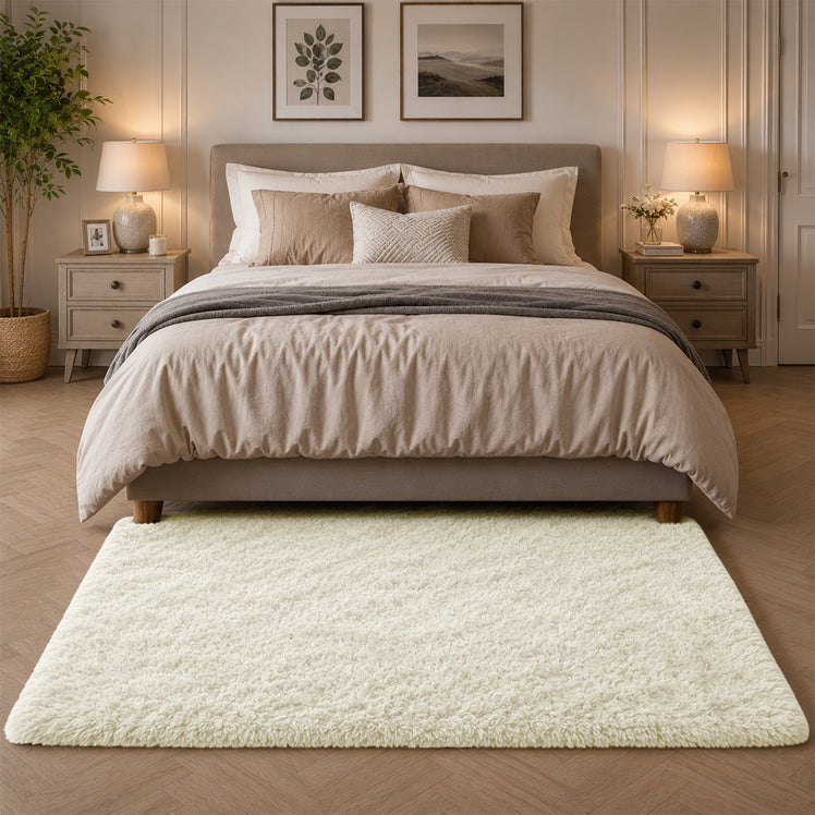 Cream Shaggy Rug Faux Fur Soft & Plush