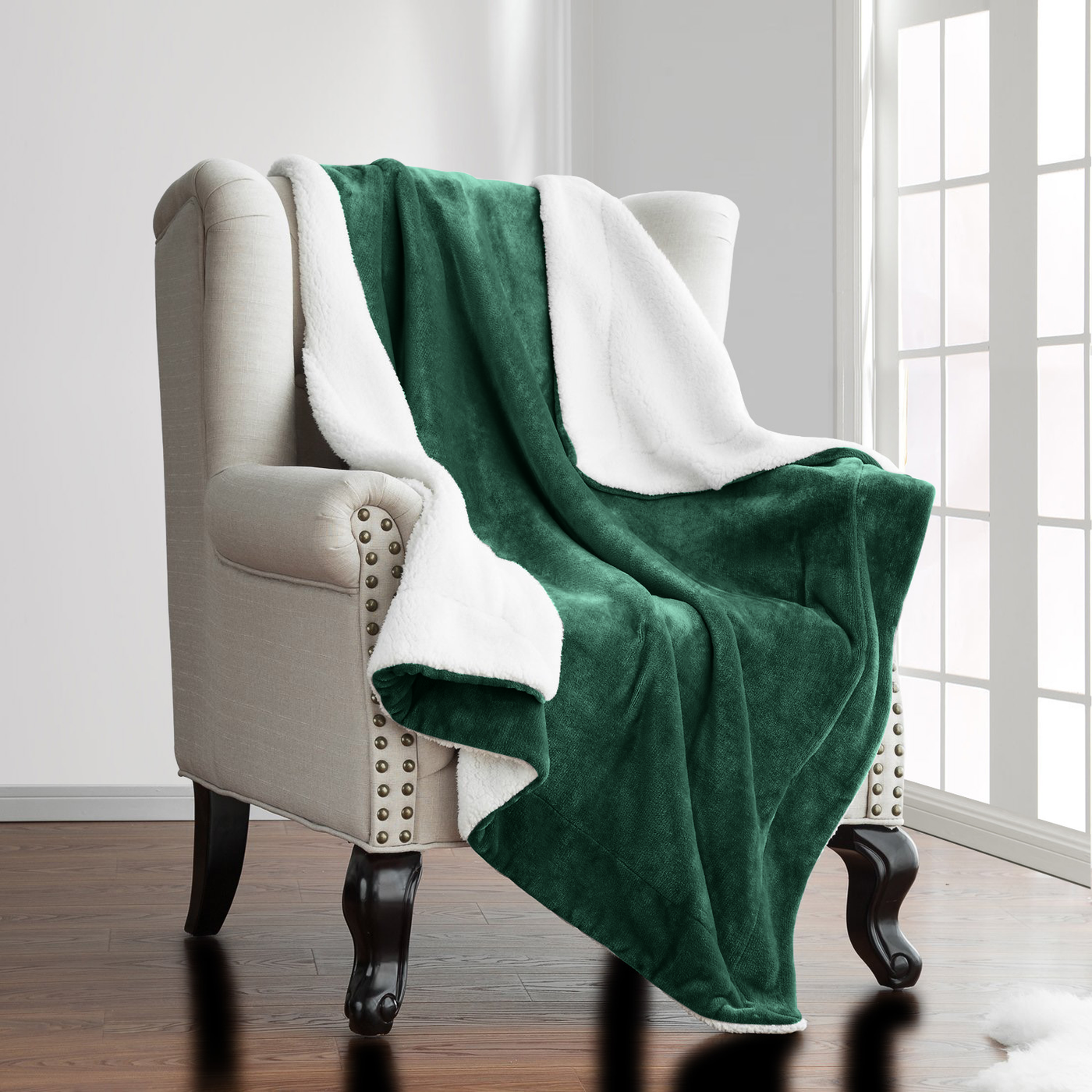Emerald green throw blankets sale