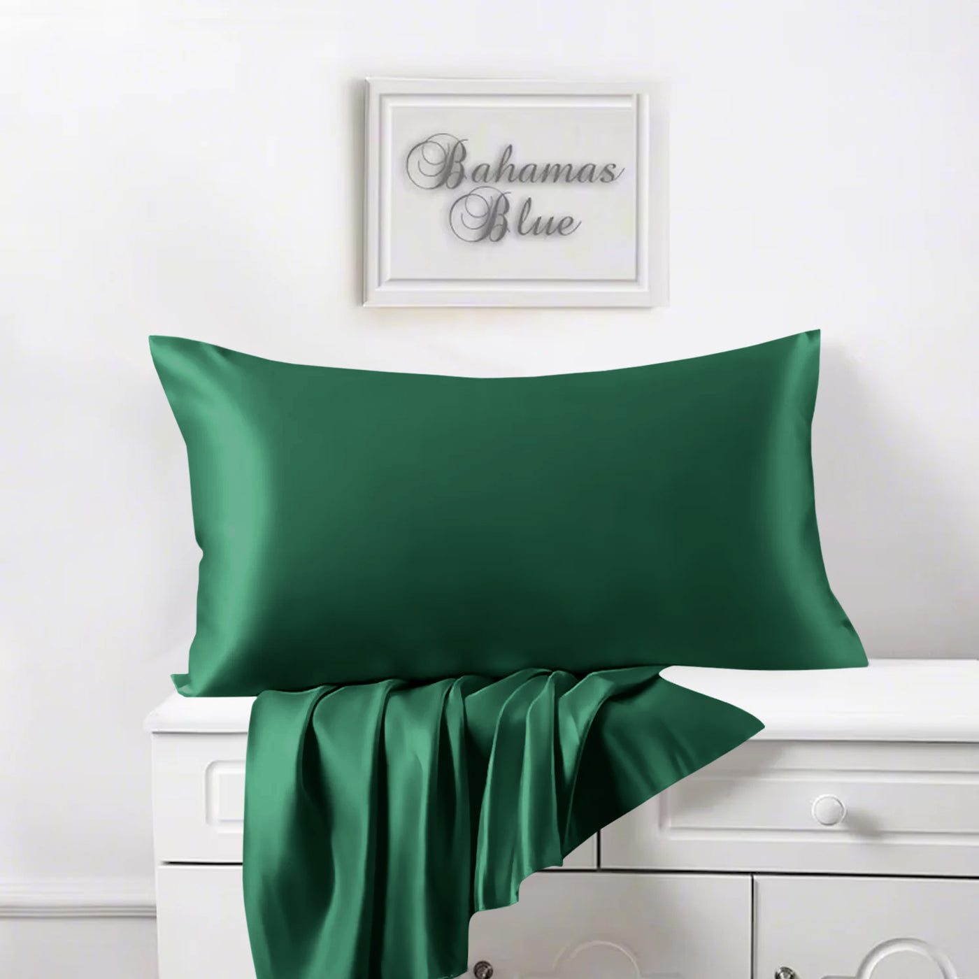 Satin Silk Pillowcases Pair Emerald