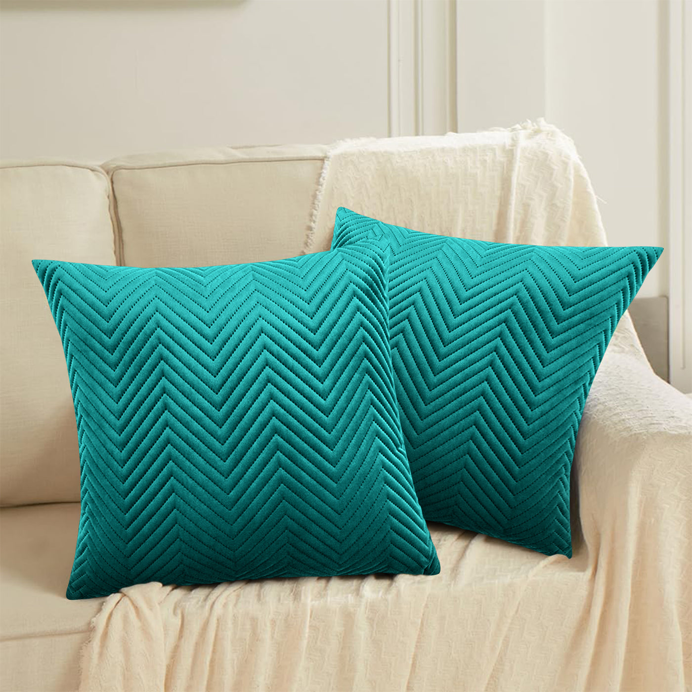 Quilted Embossed Wave Striped Cushion Covers