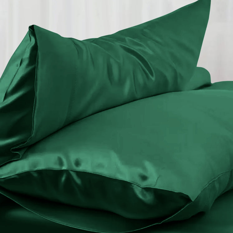 Satin Silk Pillowcases Pair Emerald