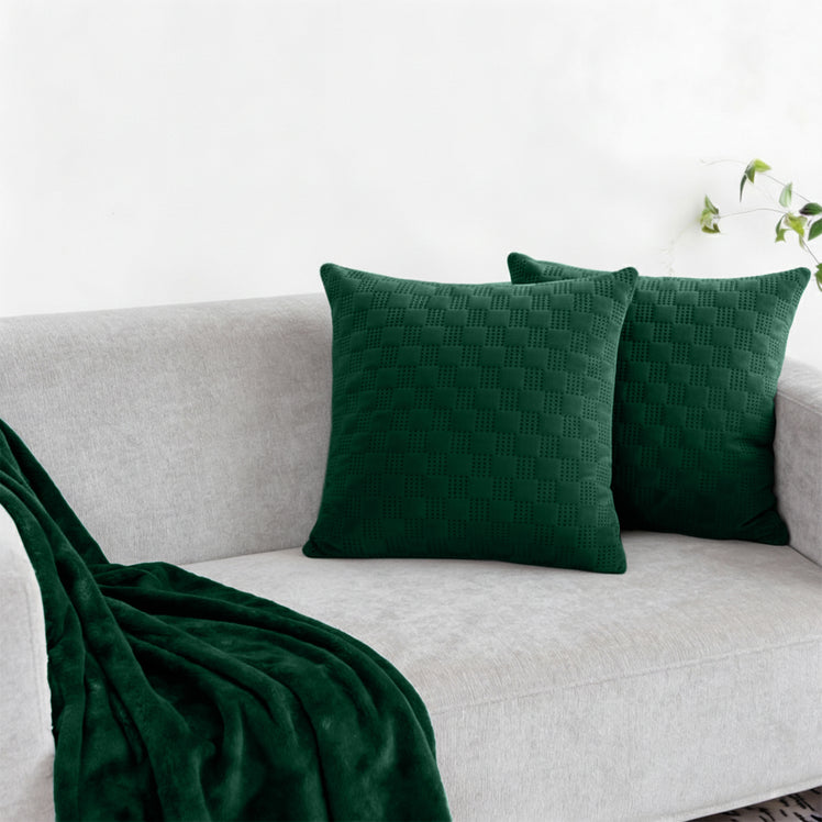 Velvet Embossed Pattern Cushion Covers Check
