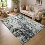 Modern Grey Abstract Rug with Distressed Concrete Look