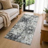 Modern Grey Abstract Rug with Distressed Concrete Look
