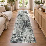 Modern Grey Abstract Rug with Distressed Concrete Look